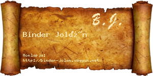 Binder Jolán névjegykártya